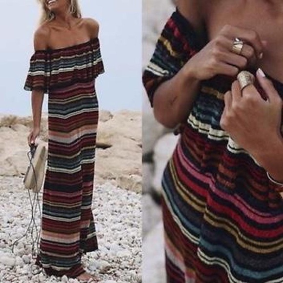 Zara Limited Edition Stripped Knit off the shoulder Dress - Picture 3 of 7